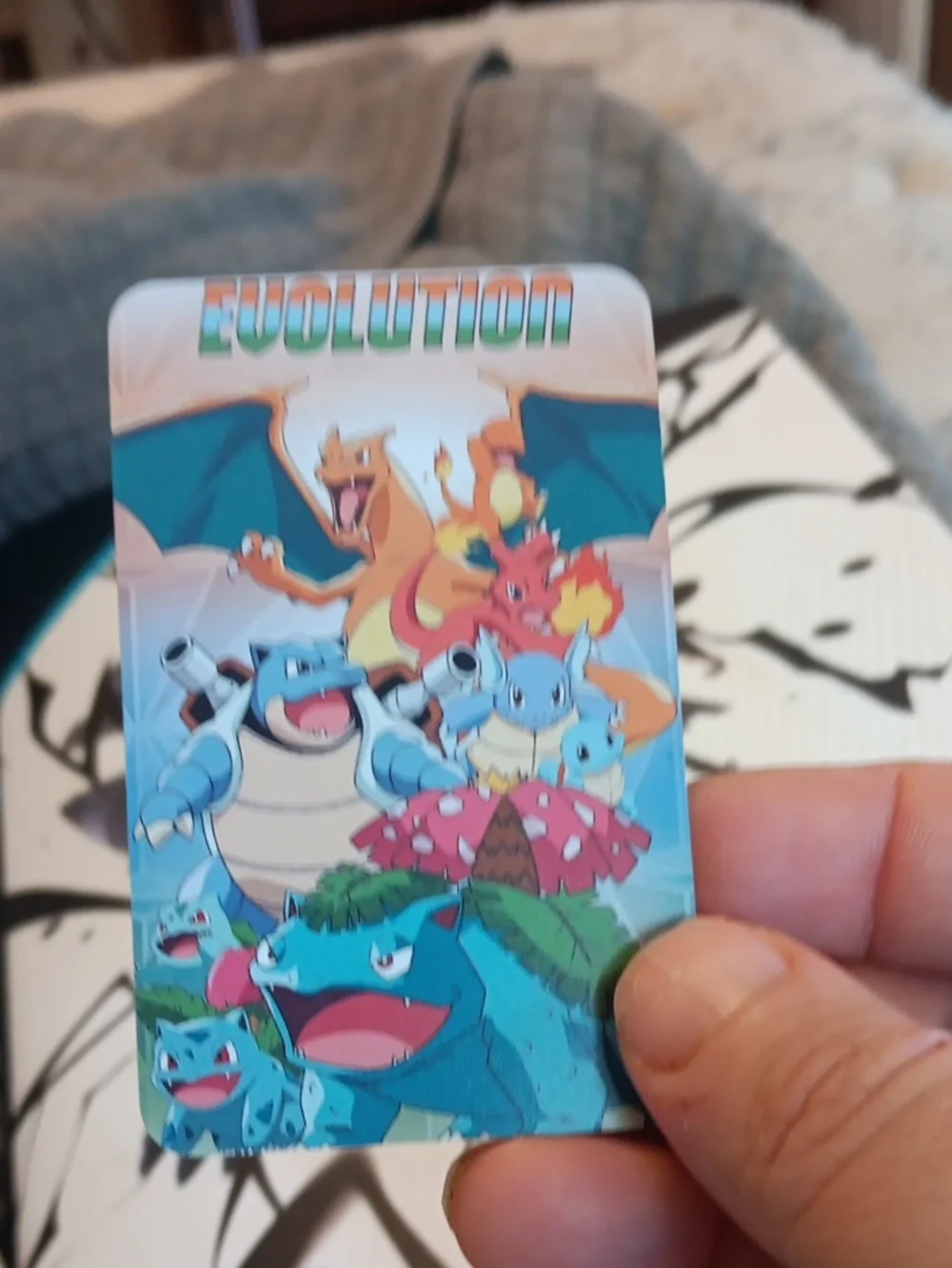 Pokemon Trading Card Tin Art - Blue, Green, Orange